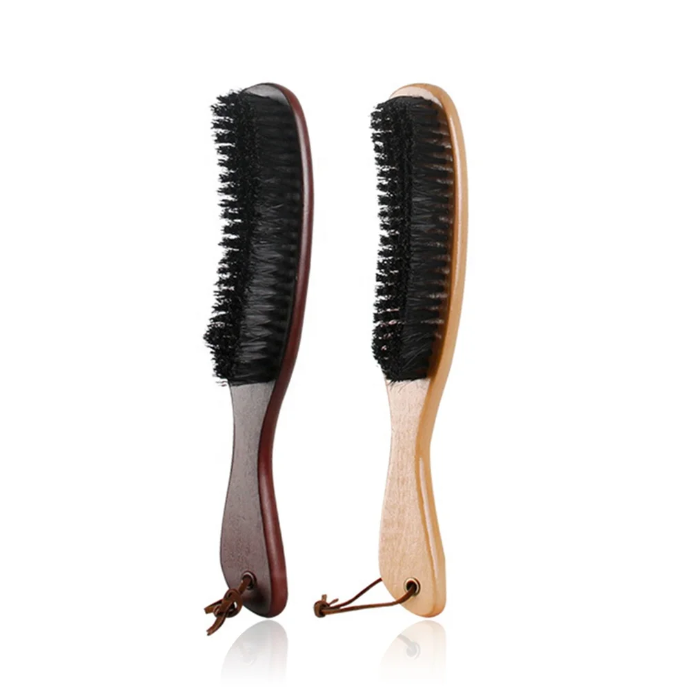 Multi-use Portable Arc Wood Handle Nylon Wooden Beard Brush For Men