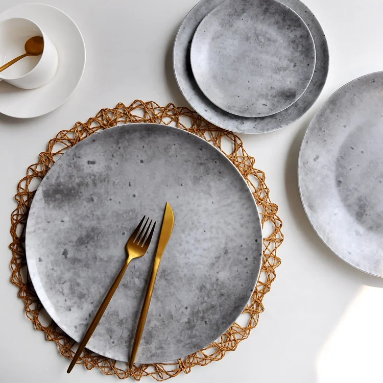 
Base plates transparent designer silver gray dinner plates 