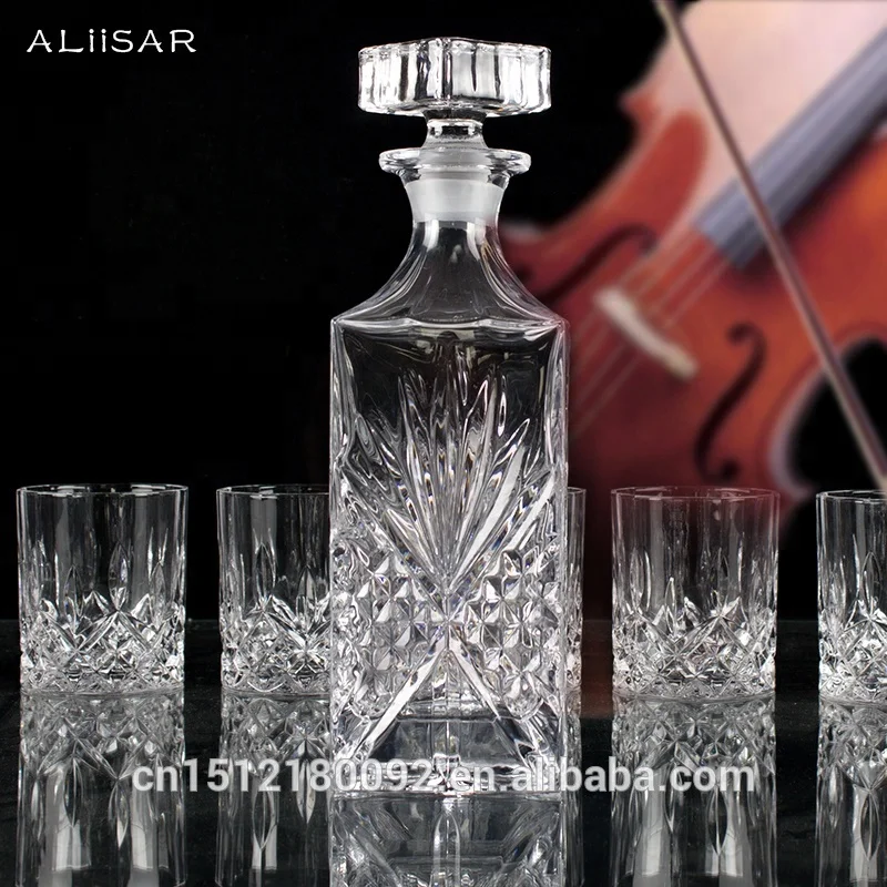 Amazon top seller 2021 Old Fashioned Whiskey Bottle Glass Decanter Set with Crystal Glasses