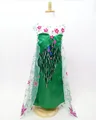 2015 Summer Girl Dress ELSA costume dress Kid Flower print halloween party Christmas Dress fever green