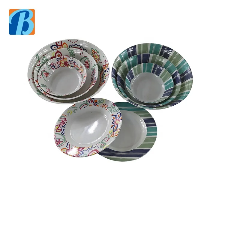 Custom design in-glaze decoration chinese melamine dinner set dinnerware