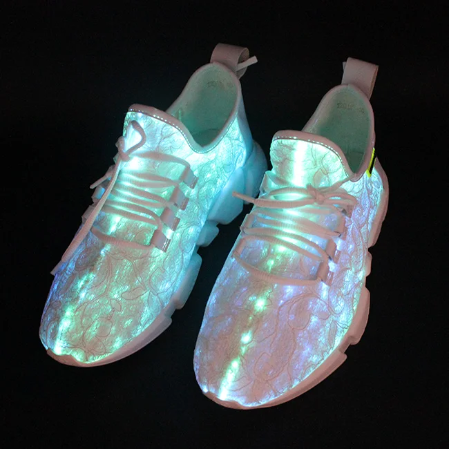 Fiber Optic Design USB Rechargeable Led Light Running Shoes Led Light up Kids Shoes EVA PU Cotton Fabric Elastic Band Spider Man