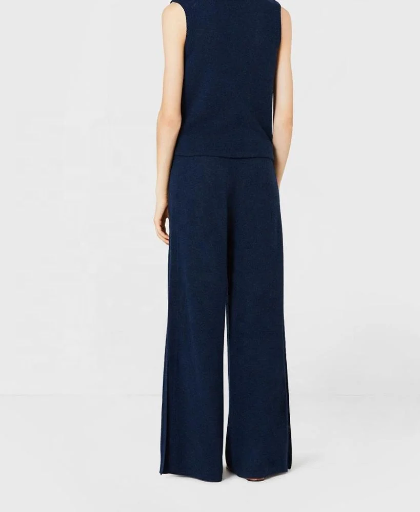 
High quality women pure cashmere pants wide legs trousers 