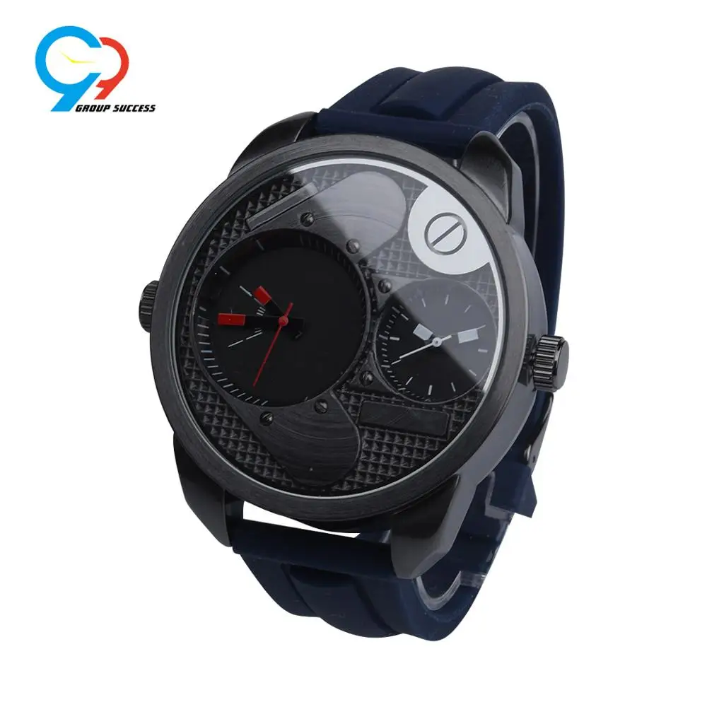 Large face silicone strap men watch for big wrist
