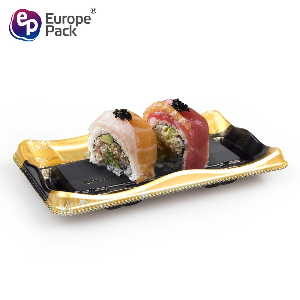 High quality disposable square shape sushi food packing tray with clear lid