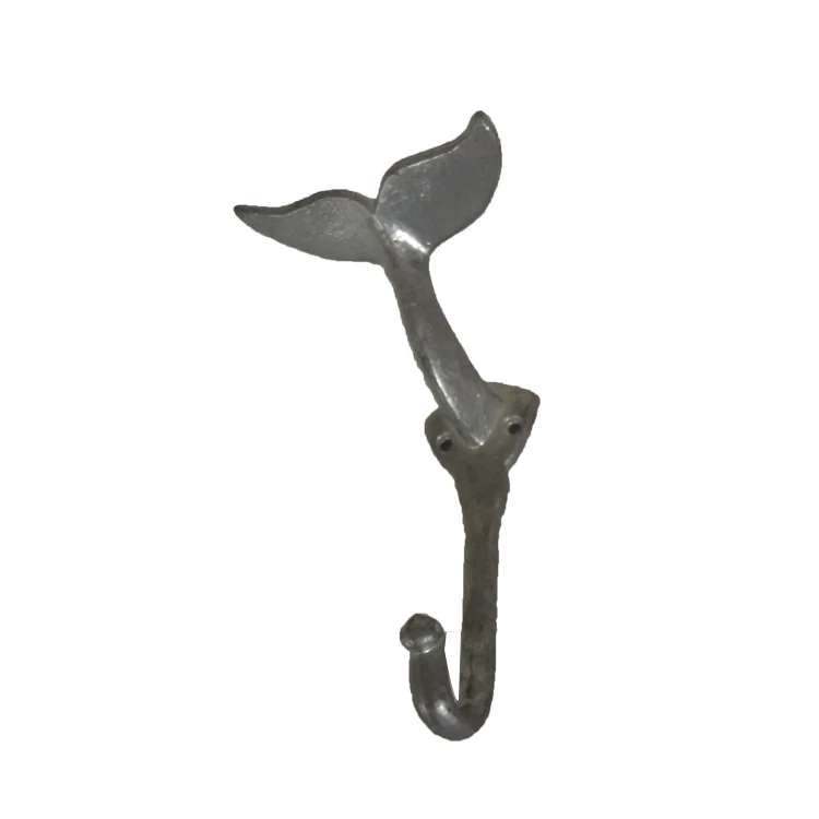 wrought iron whale`s tail wall hook for home