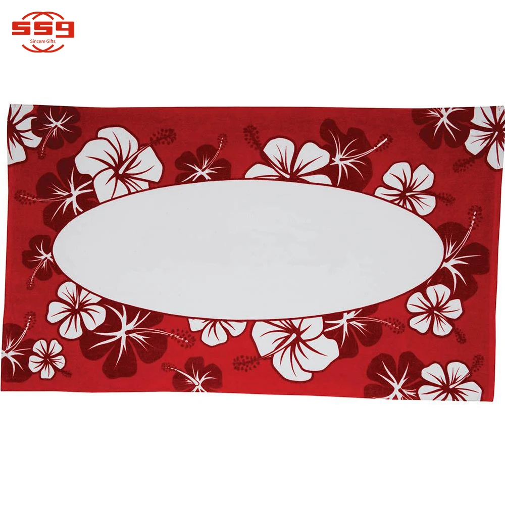 Promotional Cheap Full Color Cotton Large Beach Towel With Logo Custom Print