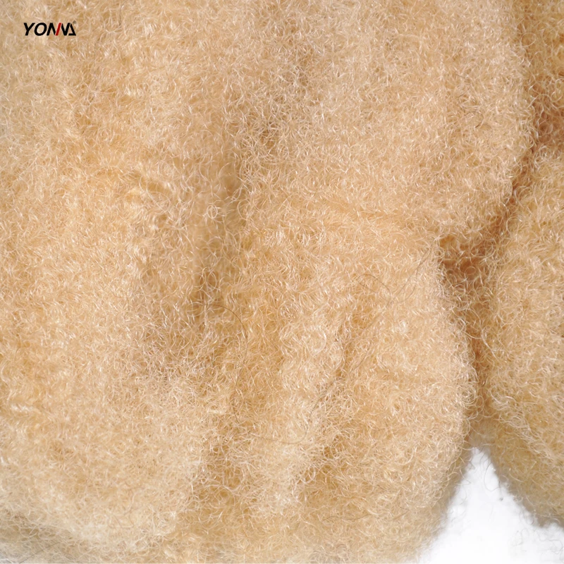 Yotchoi 4Pcs/Lot Tight Afro kinky bulk 100% human hair for dreadlocks, Twist braids honey blonde 613# mongolian afro kinky curl