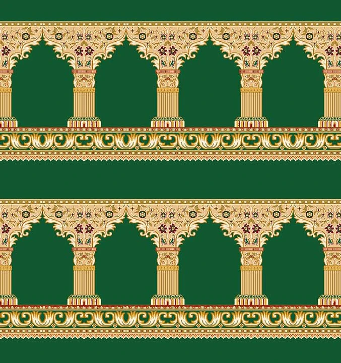 
Muslim mosque Prayer Carpet customized patterns 4*25 m roll carpets with Action backing carpet for mosque 