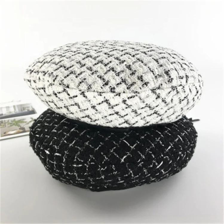 
Winter New Arrive Fashion Wind Port Black And White Bow Tie south Africa Beret Students Octagonal Cap 