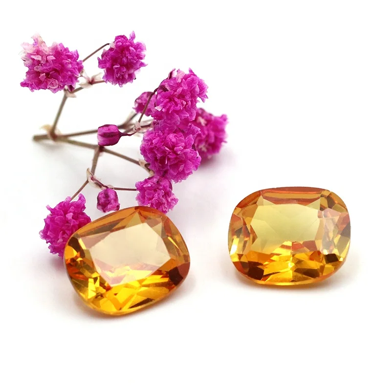 Cushion Cut Synthetic Yellow Corundum Lab Yellow Sapphire Synthetic stone