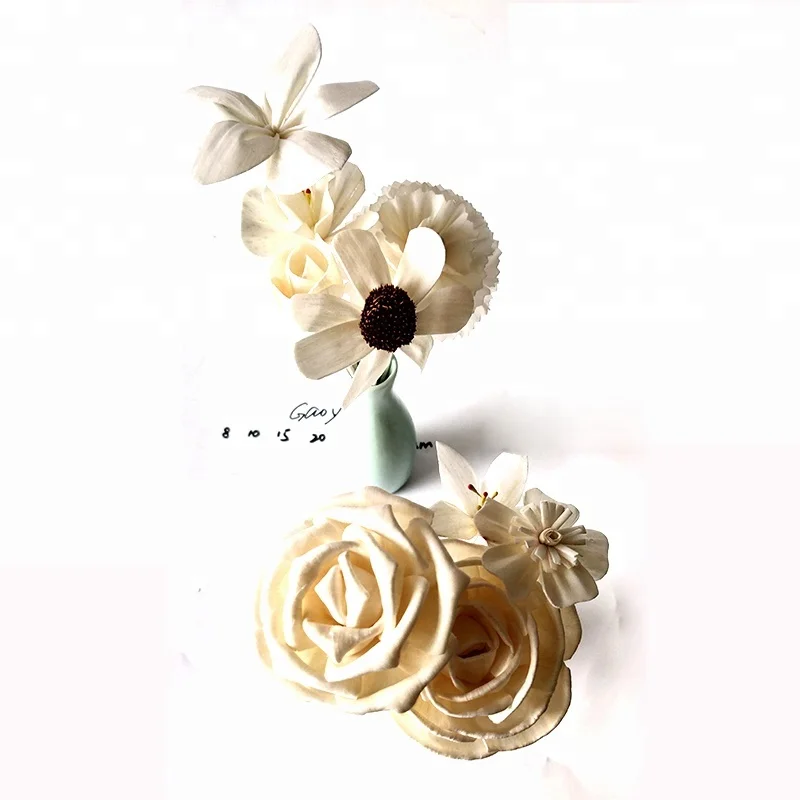 Air Fresheners decorative handmade unscente aroma wood sola balsa Flower with fiber sticks