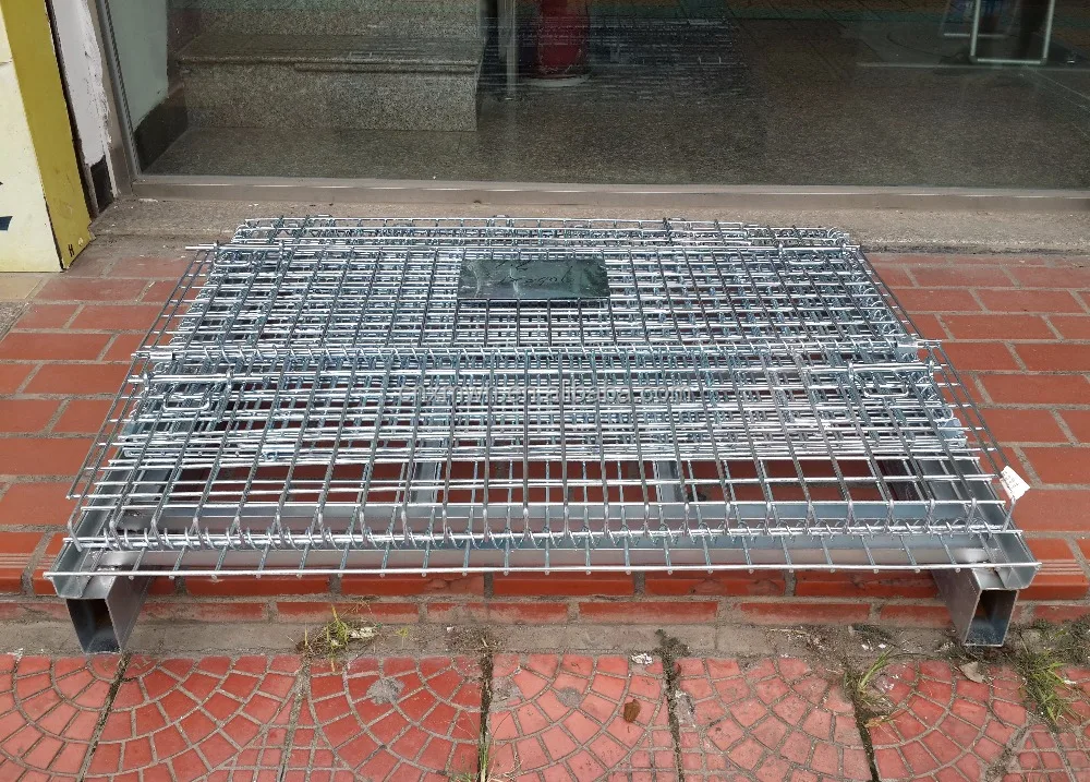 collapsible wire mesh container with tube bars for racking system warehouse