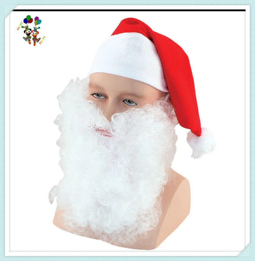 Cheap Mens Christmas Paty Fancy Dress Santa Hats with Beard HPC-1054