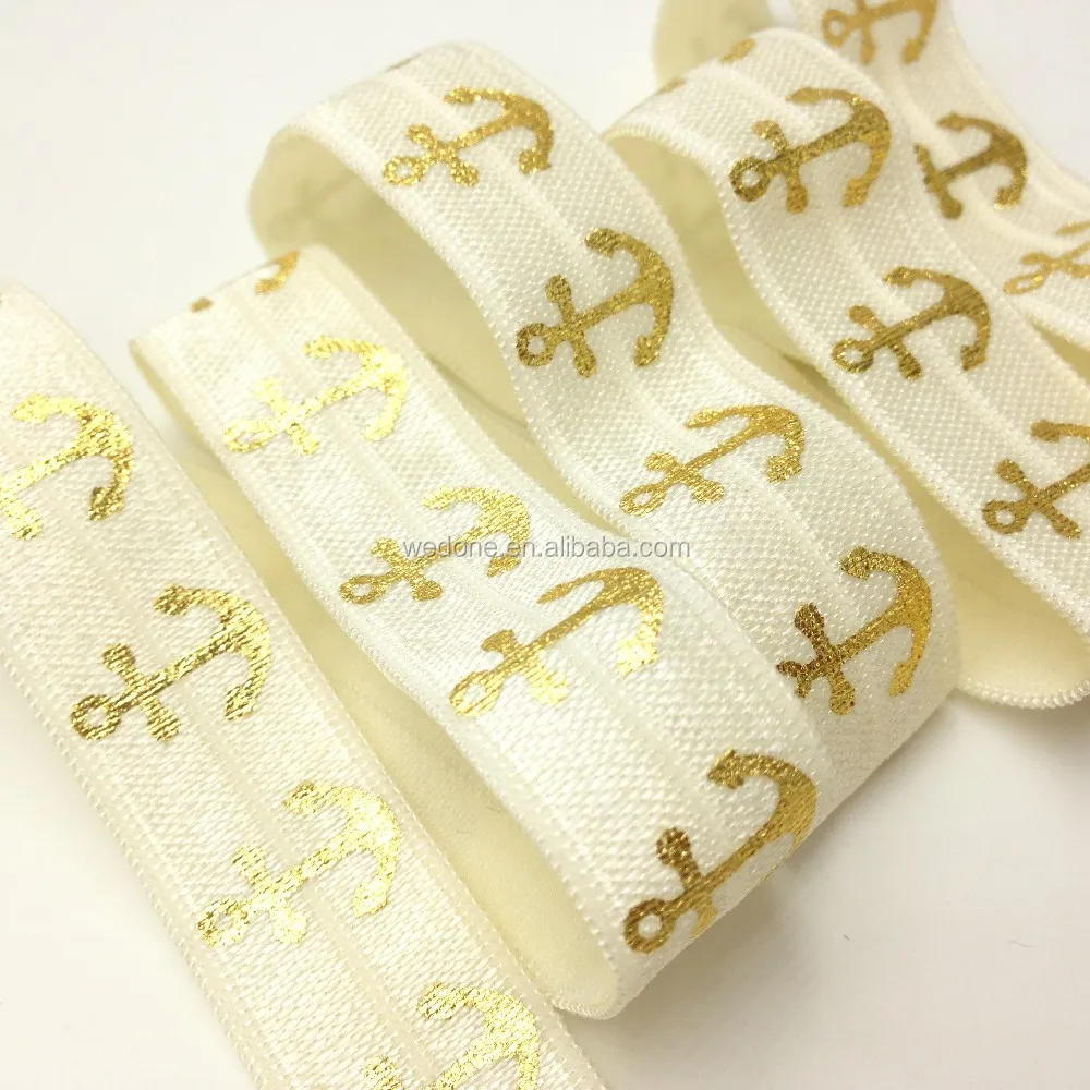 Повязка для волос «сделай сам», 5/8 дюйма, с якорем из золотой фольги