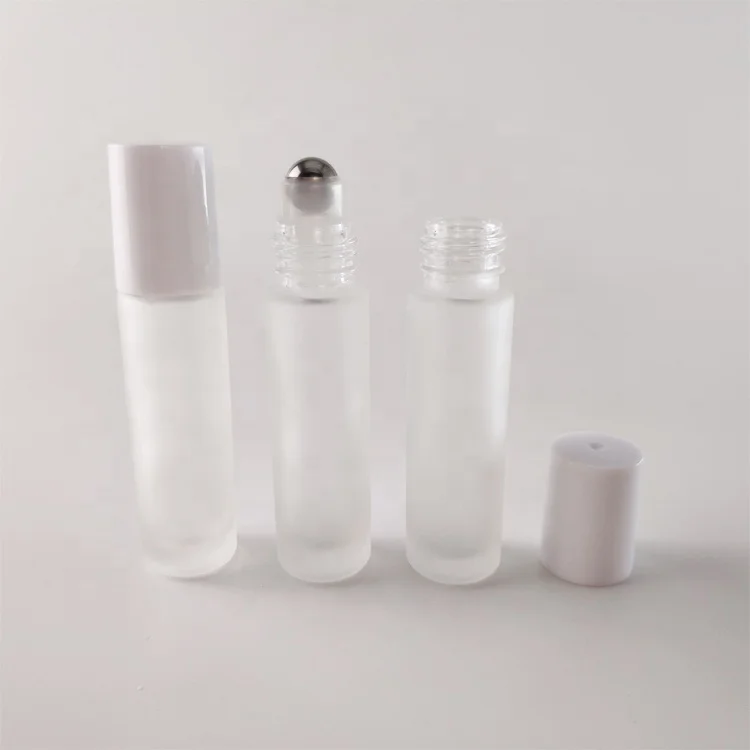 10ml clear frosted glass roll on bottle with metal roller ball roll on perfume bottle