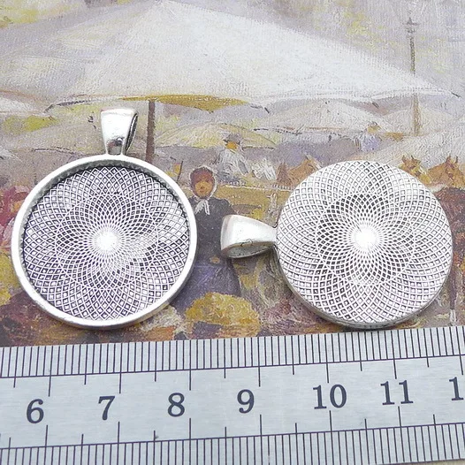 10pcs 45/50mm Good Plating Necklace Pendant Setting Cabochon Cameo Base Tray Bezel Blank Fit Cabochons Jewelry Making Findings