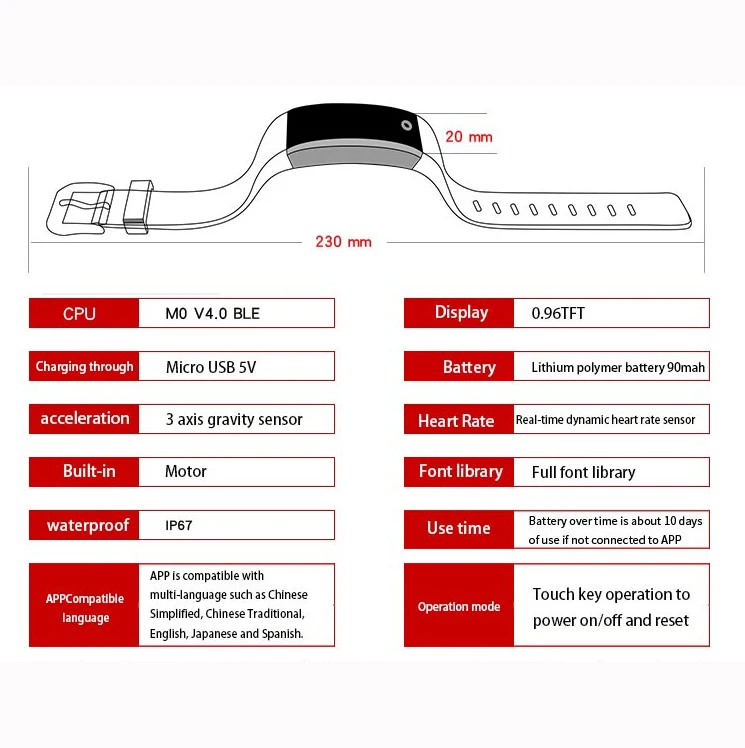 Heart Rate Sleep Tracker CE Rohs Pulsera Inteligente Best Fitness Bracelet Watch Smart Band
