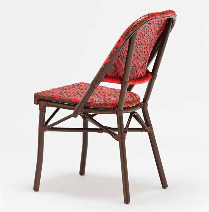 Modern Furniture Garden Chair French Cafe Bistro Rattan Wicker Chair Red Color