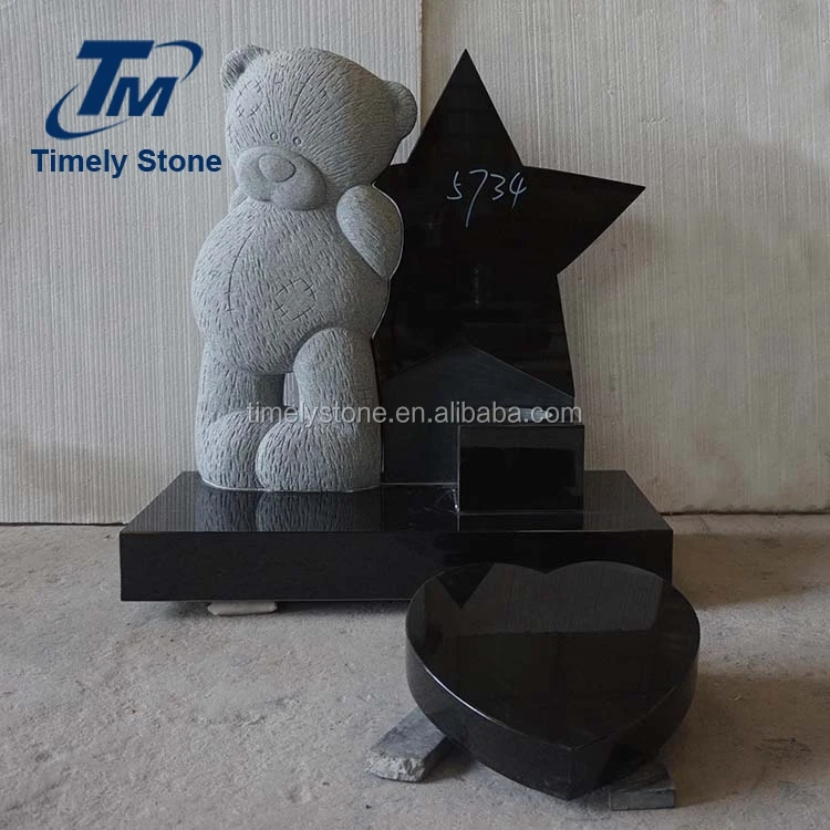 
Simple Quality Granite Teddy Bear Star Child Headstone 