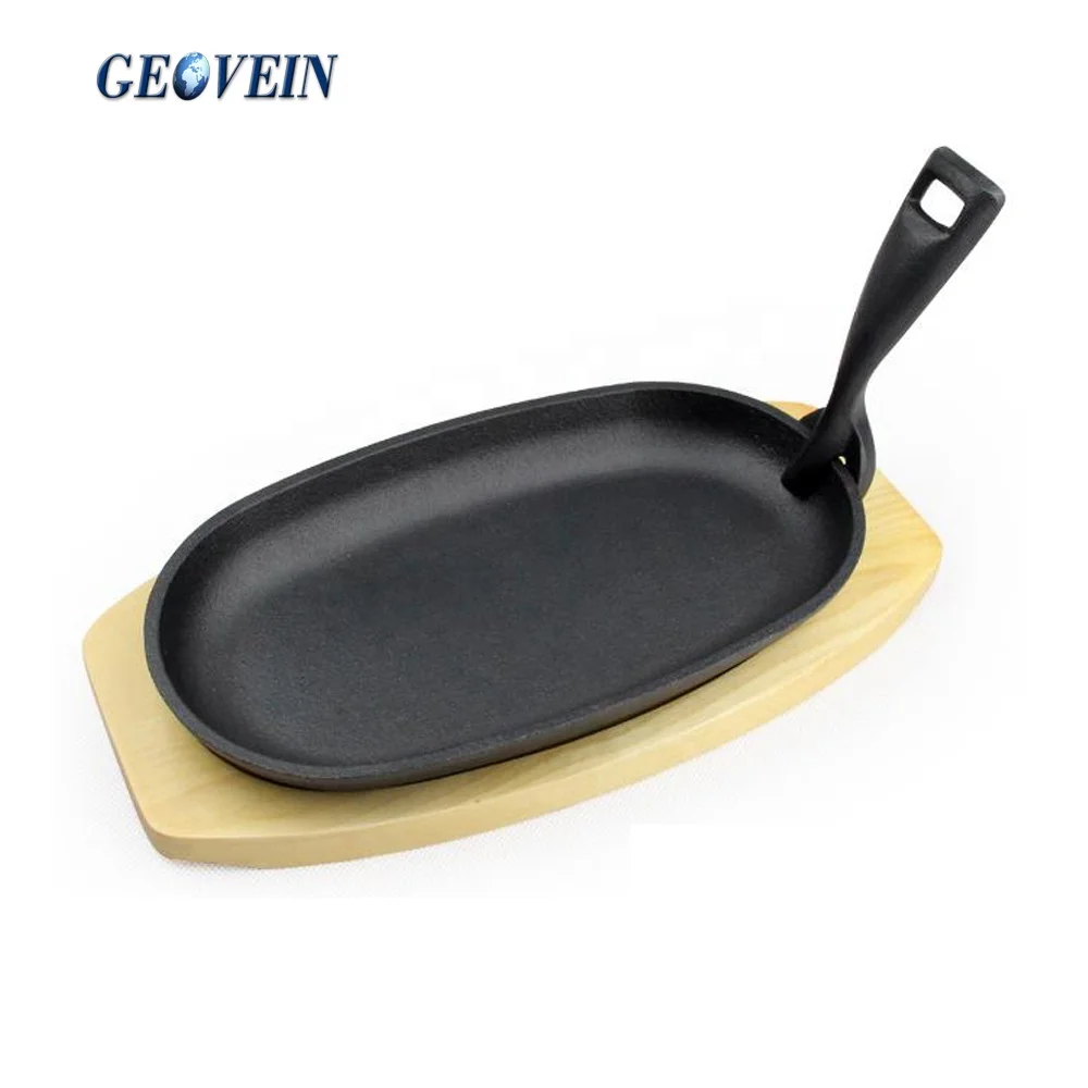 Oval BBQ Steak On Gas Stones Steaks Hot Rock Flat Grill Plate