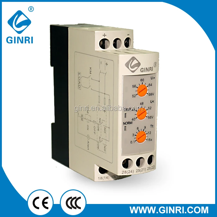 Реле GINRI DVRD-24 DC24V для контроля напряжения постоянного тока регулируемое время задержки реле перенапряжения и пониженного