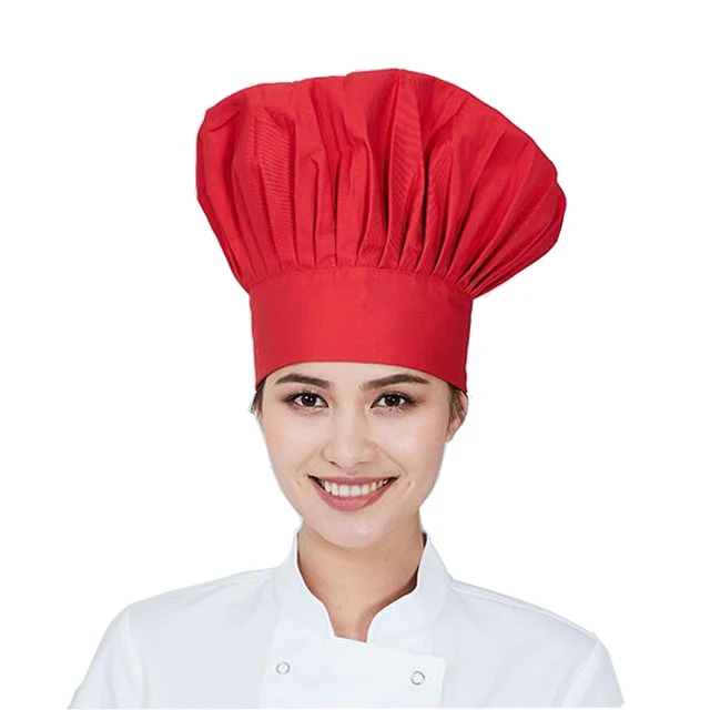 adult size 100% cotton red radish black white adjustable chef hat