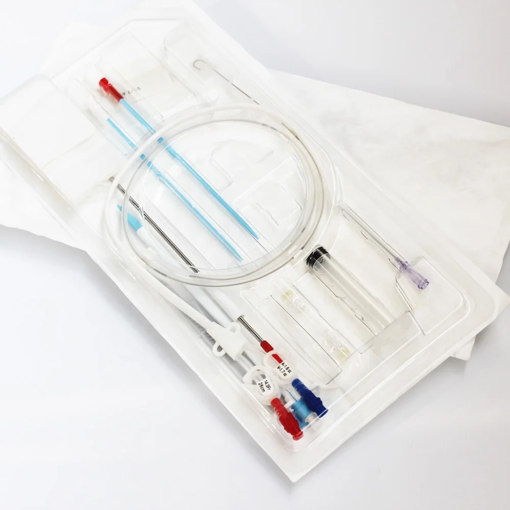 Disposable double lumen permanent dialysis catheter kit