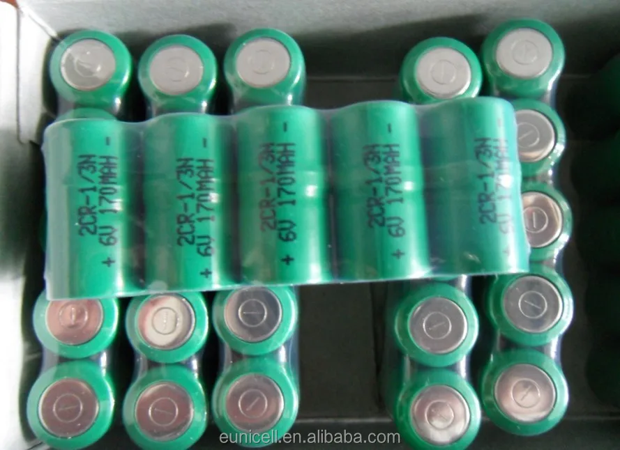 2CR1/3N 3v lithium battery CR2 cr123a crp2 for GPS Security systems with green shrink wrap