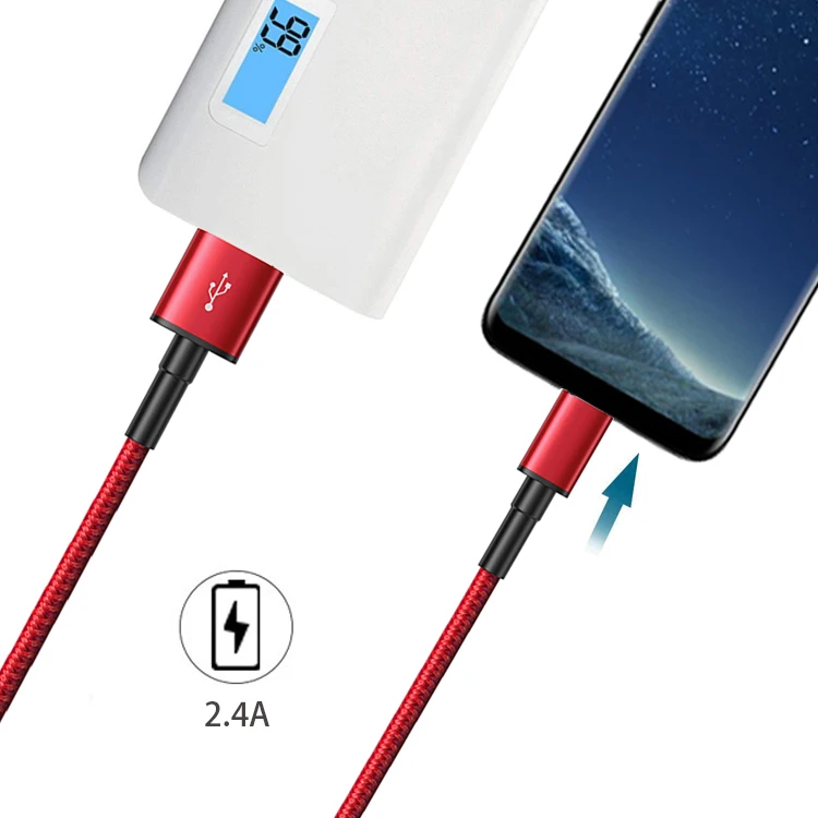 Amazon supplier wholesale nylon braided 2.4A fast charging micro usb cable high speed data charger cables for Android