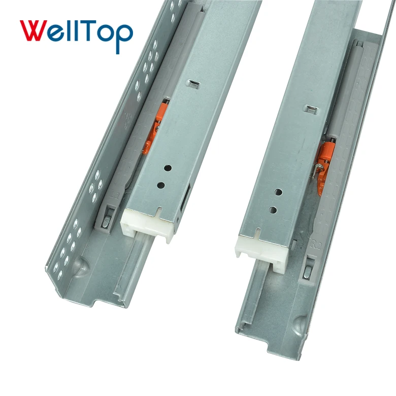 Furniture Hardware Undermount Concealed Drawer Rail Slide 15.009 Telescopic Push Open Metal