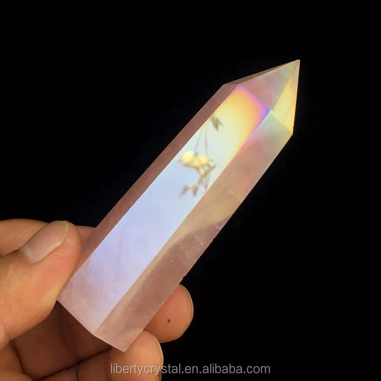 Wholesale Angel Aura Rose Quartz Electroplating Crystal Point