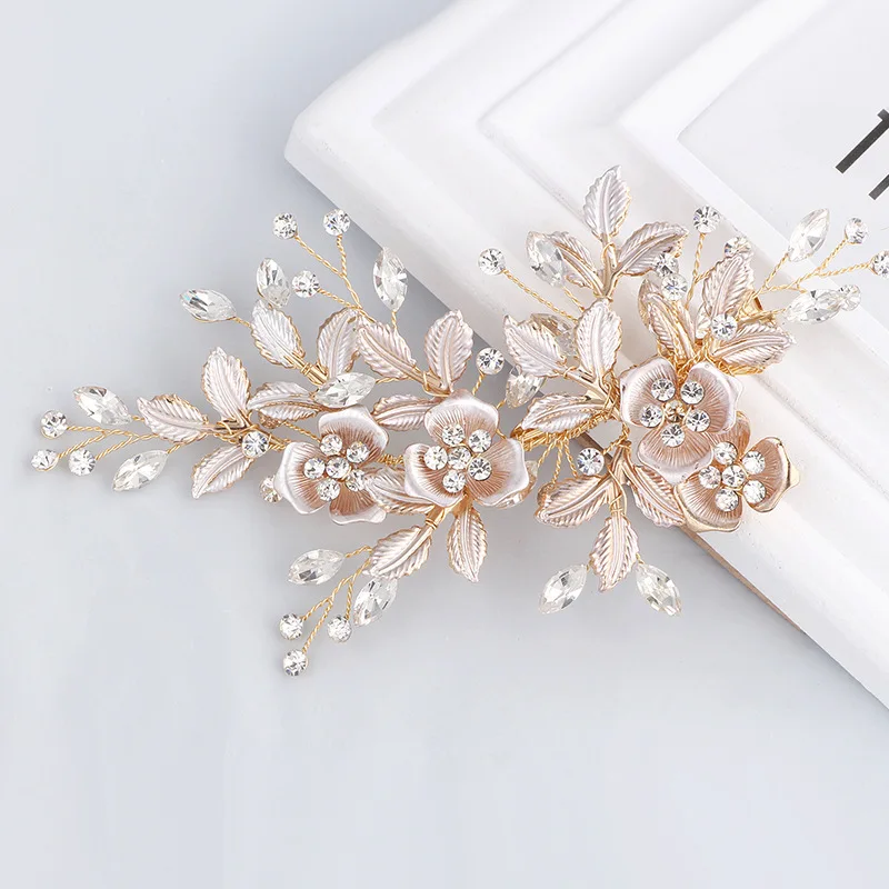 
The new hot style selling 2021 bride hair fashion headdress zircon bridal simple design headdress flower wedding accessories 