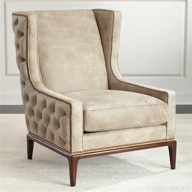 
Home Furniture American style Velvet armchair vintage modern single seater armchair with ottoman single cushion armchairs 