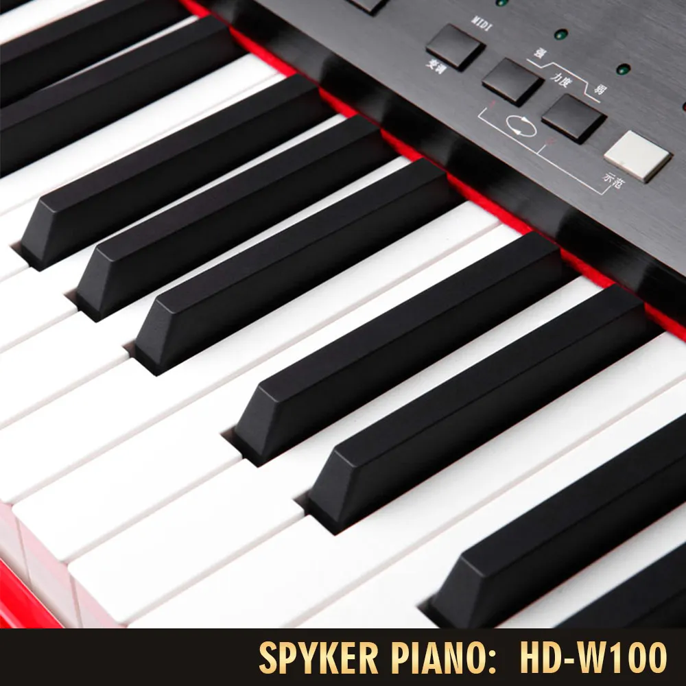 SPYKER HD-W100 Smart Digital Grand Piano 88 Keys Weighted Keyboard Red Polish Synthesizer