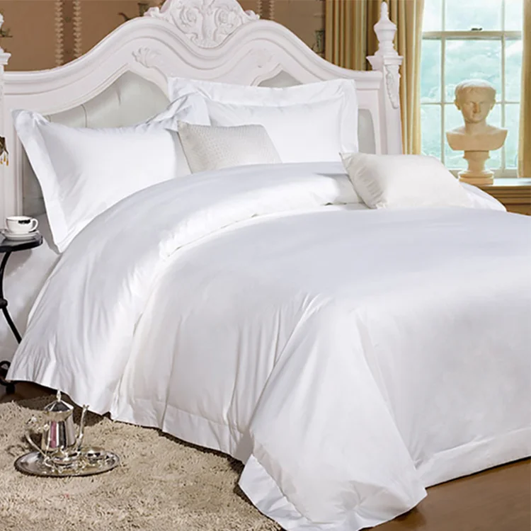 Double Bedding Set for Sales Ensemble De Literie Hotel 4pcs Soft King Egyptian Cotton Adult Woven 40 Plain Solid 100% Cotton