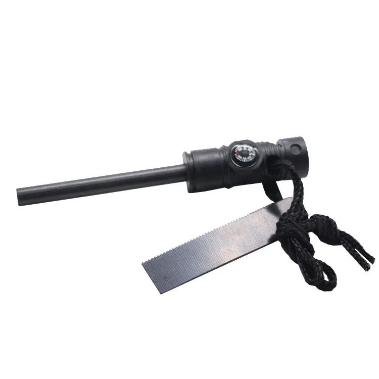 Survival Emergency Ferro Magnesium Flint Fire Starter Rod with compass