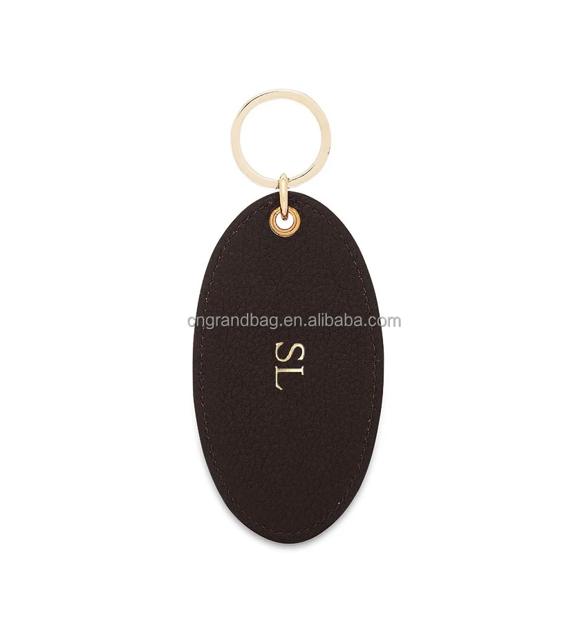Handmade custom logo round key chain leather keychain