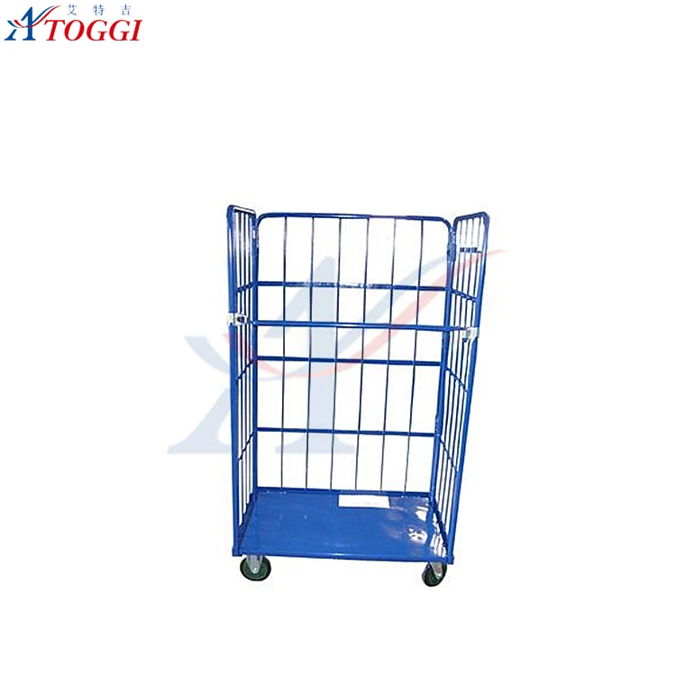 Customized folding wire mesh steel  roll container for sale