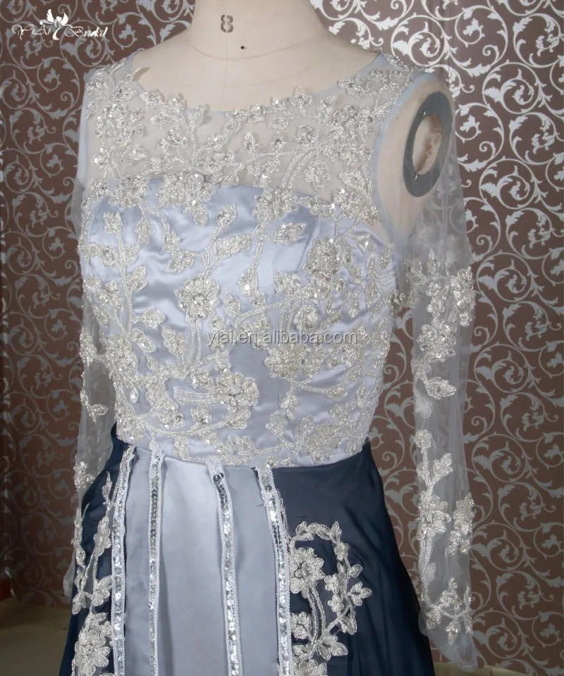 
RSE650 Silver Grey And Teal Mother Of The Bride Dress With Sleeves Short And Long 