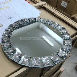 LCK085 2019  New design beautiful diamond mirror charger plates  for wedding supplies