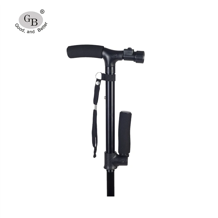 Factory Outlet Low Price Practical Double Handle Adjustable Walking Cane With Light