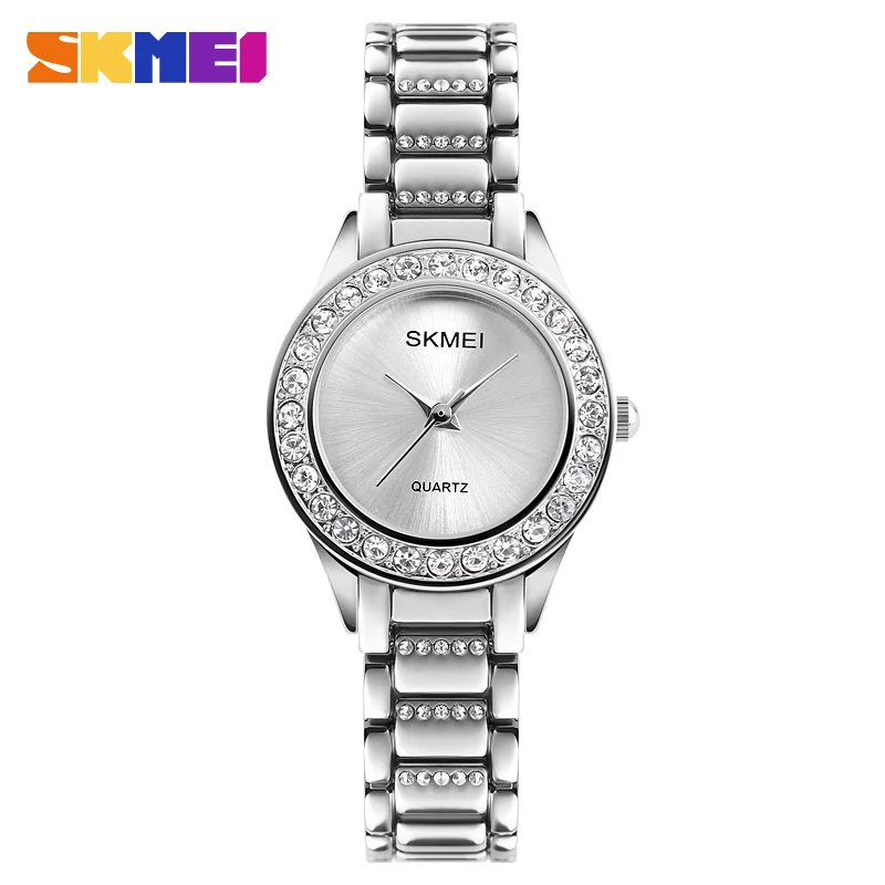 Skmei new epoch design jewels women watch rose gold crystal quartz lady dress watches