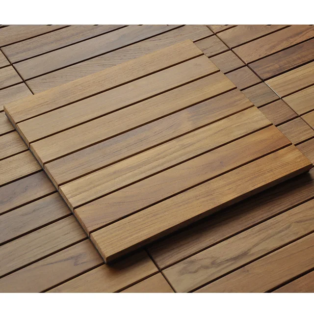 DIY Interlocking Deck Tiles Burma Teak Solid Wood Outdoor Garden Path Decking Tiles