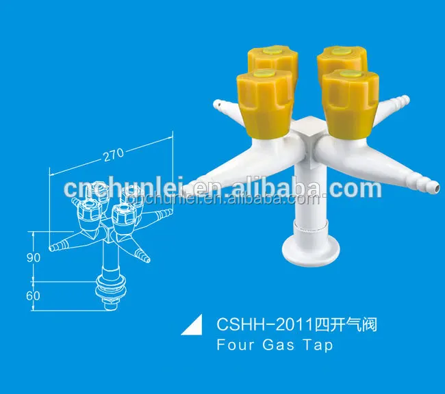 
Four Gas Outlet Lab Tap with PP handle 