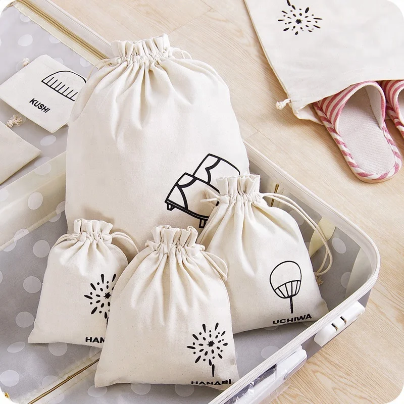 Qetesh Oem Organic Gift Cotton Drawstring Pouch Bag With Custom Design