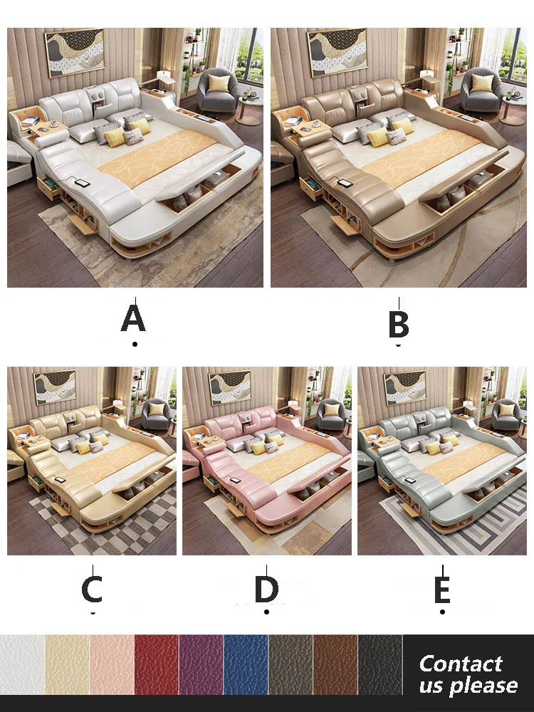 Fashion design Modern multifunctional bed with storage music massage bed bedroom furniture bed general use set furniture