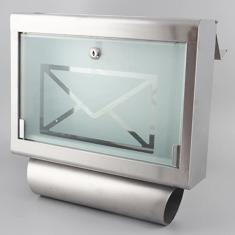 Stainless Steel and Glass Mailbox Wall Mounted Modern Mailbox