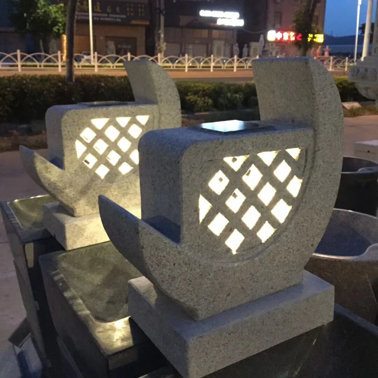 Chinese Garden decoration natural stone solar lanterns