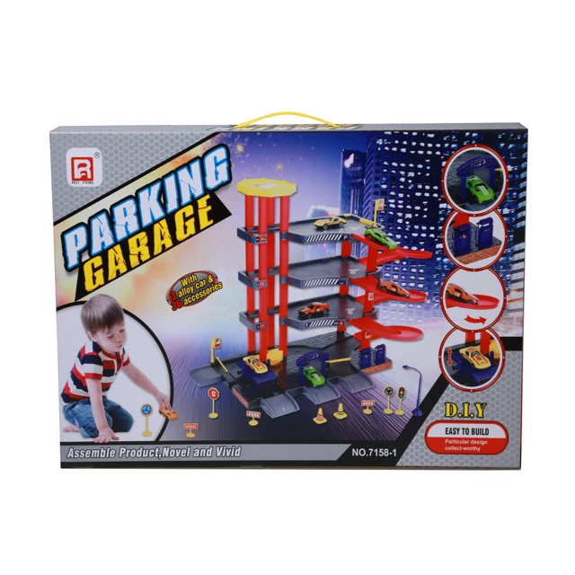 Truck Parking Lot Kids Construction Toy 36pcs Diy Assembly Super Parking Carage Set